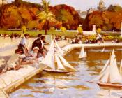 保罗米歇尔杜佩 - Children Sailing Their Boats In The Luxembourg Gardens